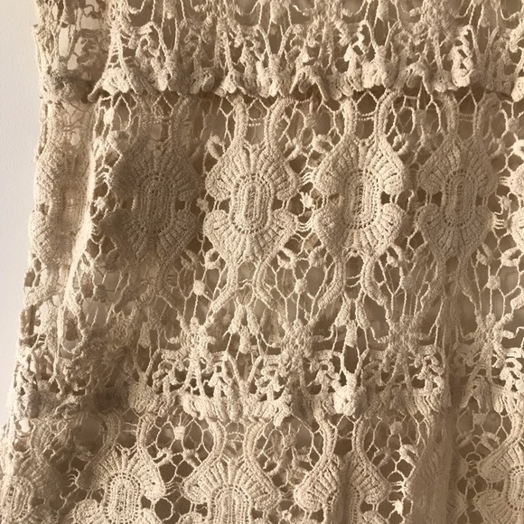 Crochet Lace Tunic Top with Cap Sleeves Off-White Solitaire Size Small - Picture 6 of 7